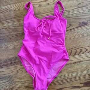 Change of Scenery Taylor One Piece Pink Lace-Up Swimsuit